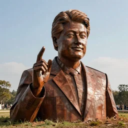 scrap metal sculpture of Bill Clinton