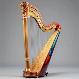 a multi colored painted harp. artstation, masterpiece