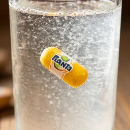 mentos floating in a fizzy fanta drink