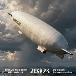 hindenburg zeppelin falling, art by denys tsiperko and bogdan rezunenko, hyperrealism