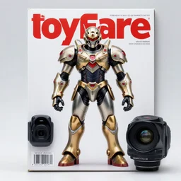 toyfare magazine cover of metroid armor figure. limited edition studio lighting. 3 5 mm f / 2. 8 macro lens. polaroid - w 7 6 8