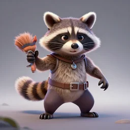 raccoon tough warrior, character sheet, colorful, contrast, 3 d scene, greg rutkowski, zabrocki, karlkka, jayison devadas, trending on artstation, 8 k, ultra wide angle, zenith view, pincushion lens effect