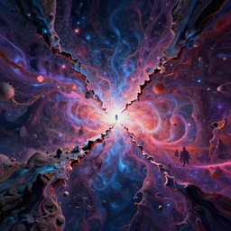 a psychedelic realm with a rift made of pure chaos in the style of wlop and greg rutkowski, illustration, epic, fantasy, hyper detailed, smooth, unreal engine, sharp focus, ray tracing