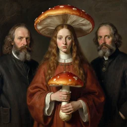 portrait of a mushroom priestess, by gerald brom, donato giancola, and berthold woltze.