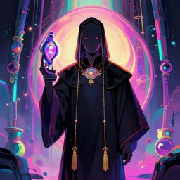 a psychedelic cyberpunk priest