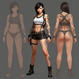 concept art of tifa lockhart with full body tattoos, trending on artstation