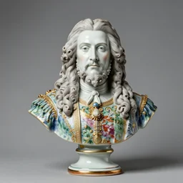photo of a colourful porcelain portrait bust of baron vladimir harkonen, 1 8 th century style, studio lighting, british museum, 4 k