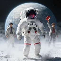 an astronaut with a white spacesuit and a helmet with a red visor. white planet. white ground. ultra detailed, high definition, by ilya kuvshinov, hayao miyazaki, kentaro miura, thomas kinkade, greg rutkowski, gorgeous, beautiful, cinematic, dynamic volumetric lighting, white dust clouds, intense, dramatic