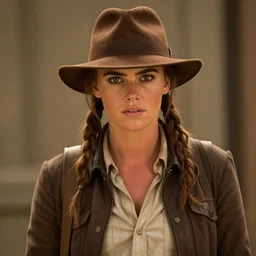 Cara Delevingne as Indiana Jones, cinematic, realistic, detailed, portrait