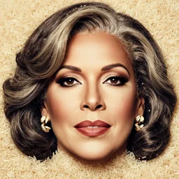 color studio photo of condoleezza rice face made out of rice, closeup