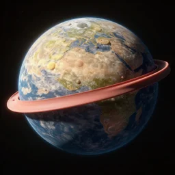 rubber ball band planet, view from space, 8 k photography, trending on artstation