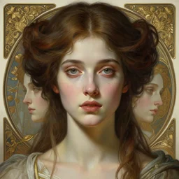 symmetry!! portrait of young woman cursed with ever - increasing intelligence beauty and virtue, slice - of - life, realism, golden ratio facial proportions!! intricate, elegant, highly detailed, digital painting, artstation, concept art, smooth, sharp focus, illustration, art by artgerm and greg rutkowski and alphonse mucha