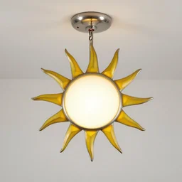 chandelier in the shape of a sun with yellow accents designed by tiffany