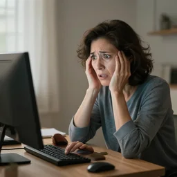 My mother trys AI images on her computer looking horrified