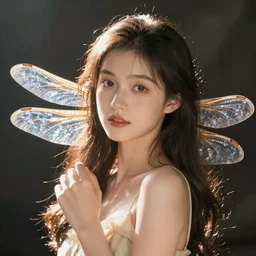 studio portrait girl dragonfly wings