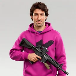 highly detailed portrait justin trudeau in fuschia hoody holding ar - 1 5! in gta v stephen bliss unreal engine fantasy art by greg rutkowski loish rhads ferdinand knab makoto shinkai lois van baarle ilya kuvshinov rossdraws tom bagshaw global illumination radiant light detailed intricate environment