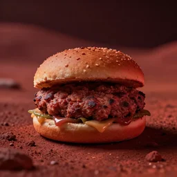 a lonely meatball sandwich on mars, red lighting, sad,