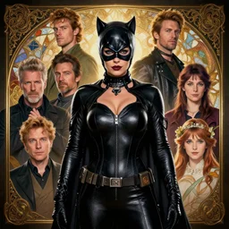 highly detailed vfx portrait of holly willoughby as catwoman, stephen bliss, unreal engine, greg rutkowski, loish, rhads, beeple, makoto shinkai and lois van baarle, ilya kuvshinov, rossdraws, tom bagshaw, alphonse mucha, global illumination, detailed and intricate environment