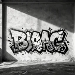 zef design black and white color scheme, graffiti, cute characters