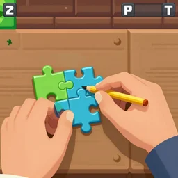 screenshot of a character solving a puzzle in the game p. t.