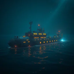 hyper realistic smallcyberpunk submarine, illustrated by greg rutkowski, beautiful volumetric lighting, intricate, ultra detailed, photorealistic, trending on artstation, octane render, 8 k