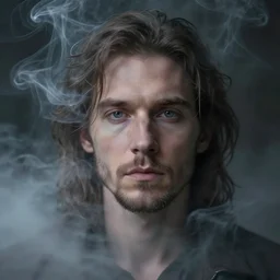 highly detailed portrait of a man by alan lee, etheric mood, matte painting, swirls of smoke and mist, high definition camera, depth of field