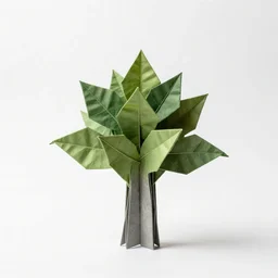 origami fiddle leaf fig tree, photorealistic wildlife photography, full body, isolated on a pure white background, centered, entire subject in frame, sharp focus, soft studio lighting