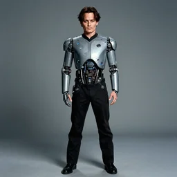 johnny depp as a borg drone, tng, star trek, the borg, cybernetic implant, borg collective, hd, full length portrait, detailed face
