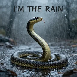 a snake stars in singing i'm the rain album cover,
