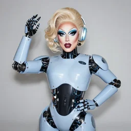 a robot in drag