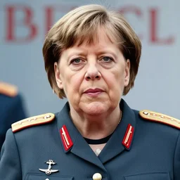 portrait of angela merkel dressed as a military officer, digital art, natural light, sharp, detailed face, magazine
