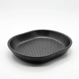 carbon fiber chafing dish, high detail macro photography, isolated on a pure white background, centered, entire object in frame, sharp focus, soft studio lighting