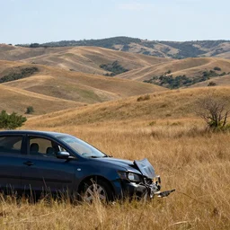 rednecks vanishing after car accident in hilly landscape