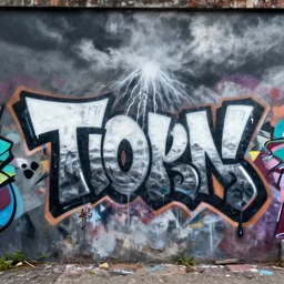 storm graffiti, typography, photo, detailed, 4k