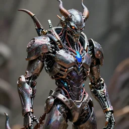 a cyborg demon, greg rutkowski, 8 k, shallow depth of field, intricate detail, concept art,