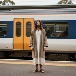 jesus waiting for a train at peterborough in south australia