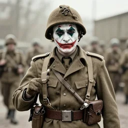 the joker as a soldier , historical photo of ww2