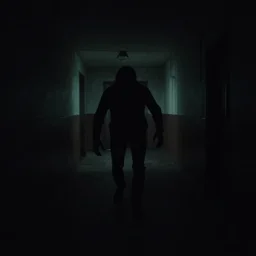 vhs footage of being lost in the endless backrooms while a monster stalks you, scary, ghost hunting, creepy vibe, dark,