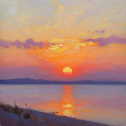 sunset oil painting.