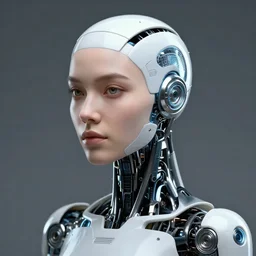 robot with human face, female head, cyborg frame concept, cyborg by ales-kotnik, sci-fi android female