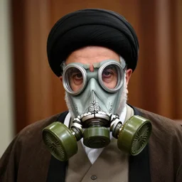 ali khamenei wear gas mask