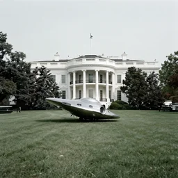 UFO crash on the White House lawn. 1940s photograph.