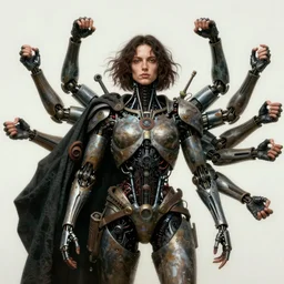a person with four arms fantasy art portrait, ultra realistic, cinematic, wide angle, intricate details, cyborg, highly detailed by boris vallejo, caravaggio, aaron horkey, wayne barlowe, craig mullins, roberto ferri, hajime sorayama