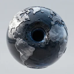 a black hole, inside a globe, mirrors, 3 d, ouroboros