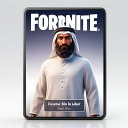 osama bin laden in fortnite, cover art by stephen bliss, boxart, loading screen, 8 k resolution