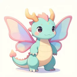 cute pastel dragon with butterfly wings