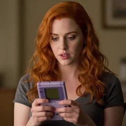 a still of Christina Hendricks playing with a Gameboy, in the movie Arrival, highly detailed and intricate, sharp image, cinematic lighting, 8k HDR