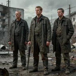 liquidators in chernobyl, concept art by Darek Zabrocki, highly detailed, ultra detailed, ultra realistic, trending on artstation