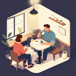 editorial illustration of isometric cafe cofee mads berg christopher balaskas