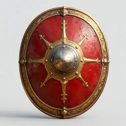 hyper detailed roman shield, red and gold, ornated, concept design, by greg rutkowski and unreal engine 5
